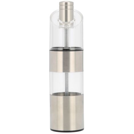 Zylindrische Pfeffermühle aus Edelstahl mit multifunktionaler, abgewinkelter Gewürzflasche aus Acryl (S)