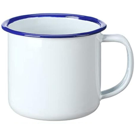 Zylindrische Tasse aus dickem, reinweißem Emaille, 6-12 cm, nostalgischer Retro-Stil, ideal für Büro und Zuhause.