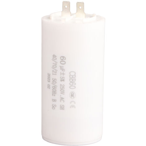 Zylindrischer Anlaufkondensator CBB60, 250 V AC, 60 µF, 50/60 Hz, für Motorpumpe