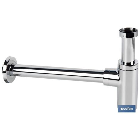 Zylindrischer Chrom-Flaschensiphon-Auslauf Ø32-40 330 mm und Anschluss 1 1/4