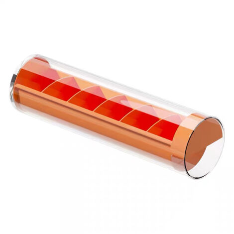 Zylindrischer Sockenorganizer (im Stil einer Chipsdose), leicht, wasserdicht und strapazierfähig aus PP/PET, Abmessungen 30×8×8 cm, orange/weiß/gelb, bietet 1 Fach.