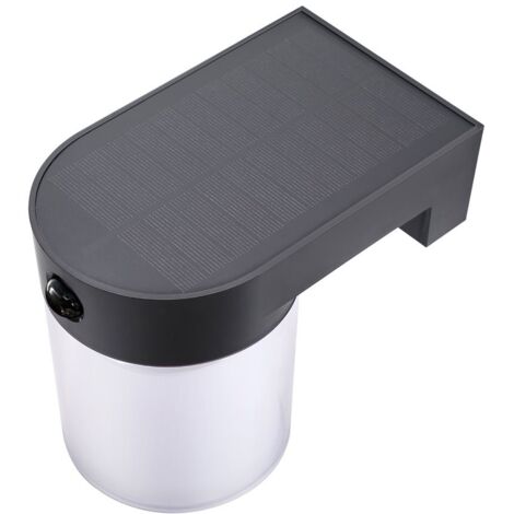 Zylindrischer Solar-Außenwandleuchte 4W 500lm, 3000/4000/6500K, mit Sensor, Schwarz