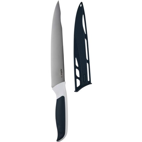 zyliss E920209 Comfort Coltello Trinciante, 18,5cm, Acciaio Inossidabile Giapponese, Manico Grigio, Bianco, Coltello da Carne Cucina, Lavabili in Lavastoviglie