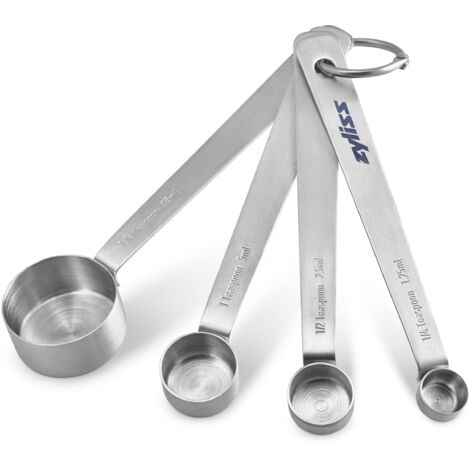 Zyliss E970055 Set di Misurini da Cucina, 4 Piezas, Acciaio Inossidabile, Argento, Ingredienti da Forno, Liquido, Articoli Secchi, Cioccolata Calda