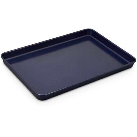 Zyliss E980191 Teglia da Forno con Bordi Bassi Antiaderente, 39cm x 27cm, Acciaio al Carbonio, Blu Scuro, Vassoio da Forno Rettangolare per Forno, Lavabili in Lavastoviglie