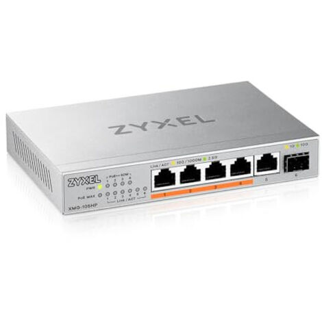 Zyxel XMG-105HP Switch di Rete non Gestito 2.5G Ethernet Supporto Power over Ethernet Argento