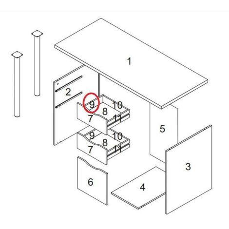 Zz-tiroir latéral nr.9 x kit bureau athena cm.138x60x74h blanc